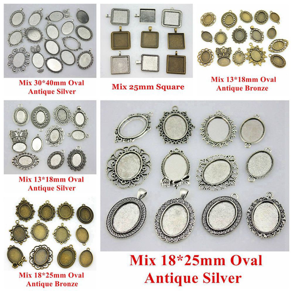 Mặt khay đế hình bầu dục/hình vuông ngẫu nhiên dùng làm trang sức DIY