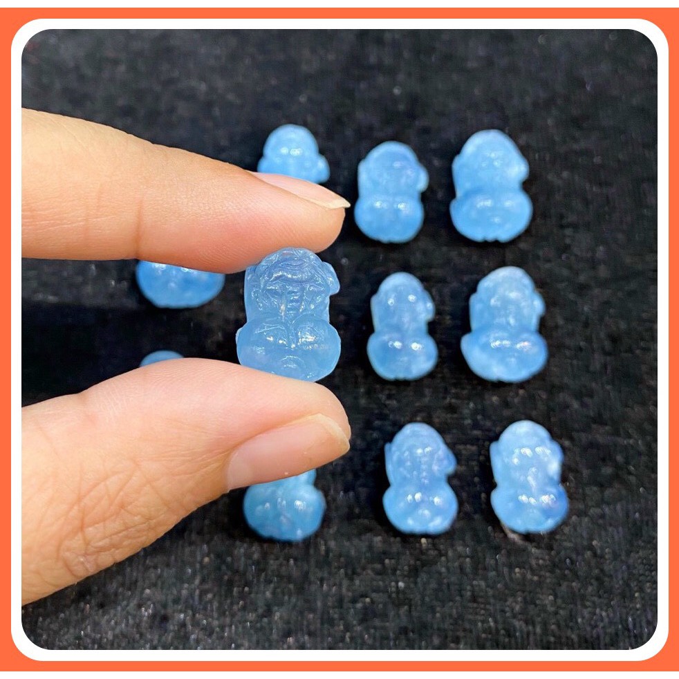 Cụ Tỳ Hưu đá Aquamarine xanh dương thiên nhiên Tặng kèm túi đựng TH180 - Hợp mệnh Thủy, Mộc