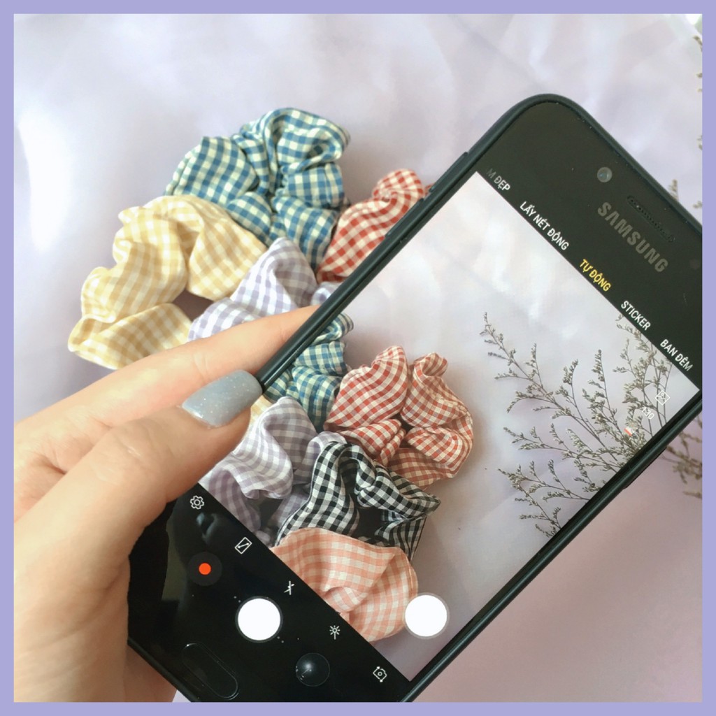 Dây cột tóc scrunchies đa năng dùng làm vòng tay siêu xinh nhiều màu đẹp VINTAGE