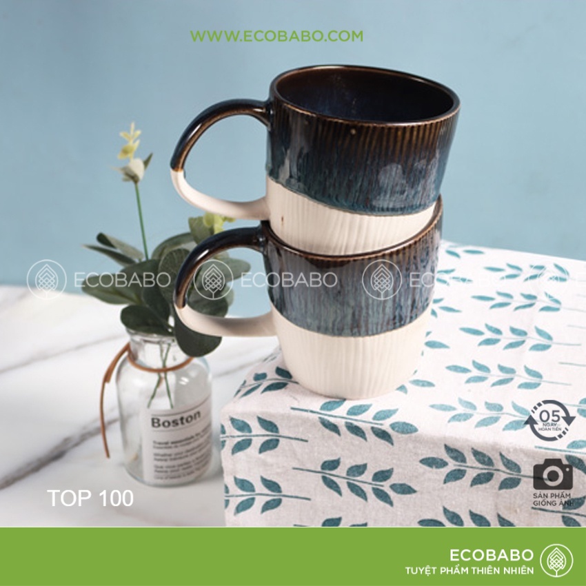 Ly gốm handmade tráng men đổi màu uống trà cafe Nhật Bản truyền cảm hứng thiết kế tự do Ecobabo