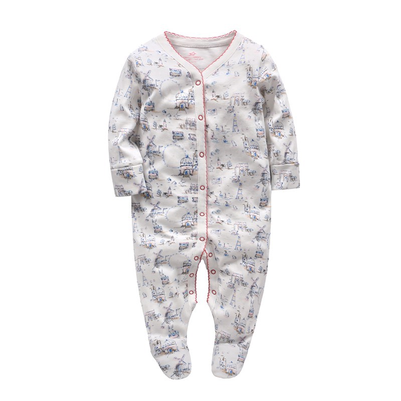 Vlinder Bé Tiếp Theo Tay Dài In Bé Sleepsuit Liền Trẻ Sơ Sinh Áo Liền Quần Liền Tiếp Theo Chất Lượng