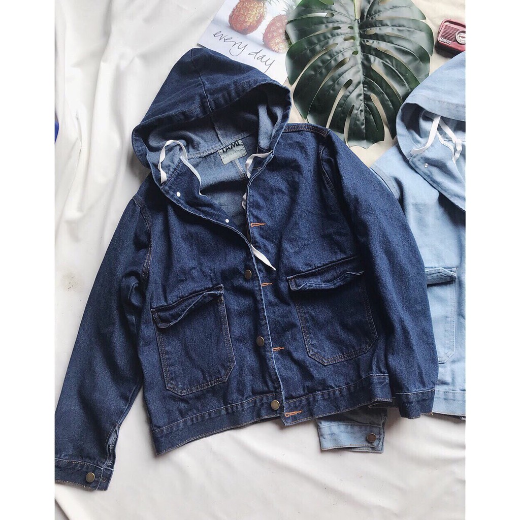 Áo khoác jean Nữ cao cấp phối nón và túi hộp lớn sành điệu - Hot Trend 2020 | BigBuy360 - bigbuy360.vn