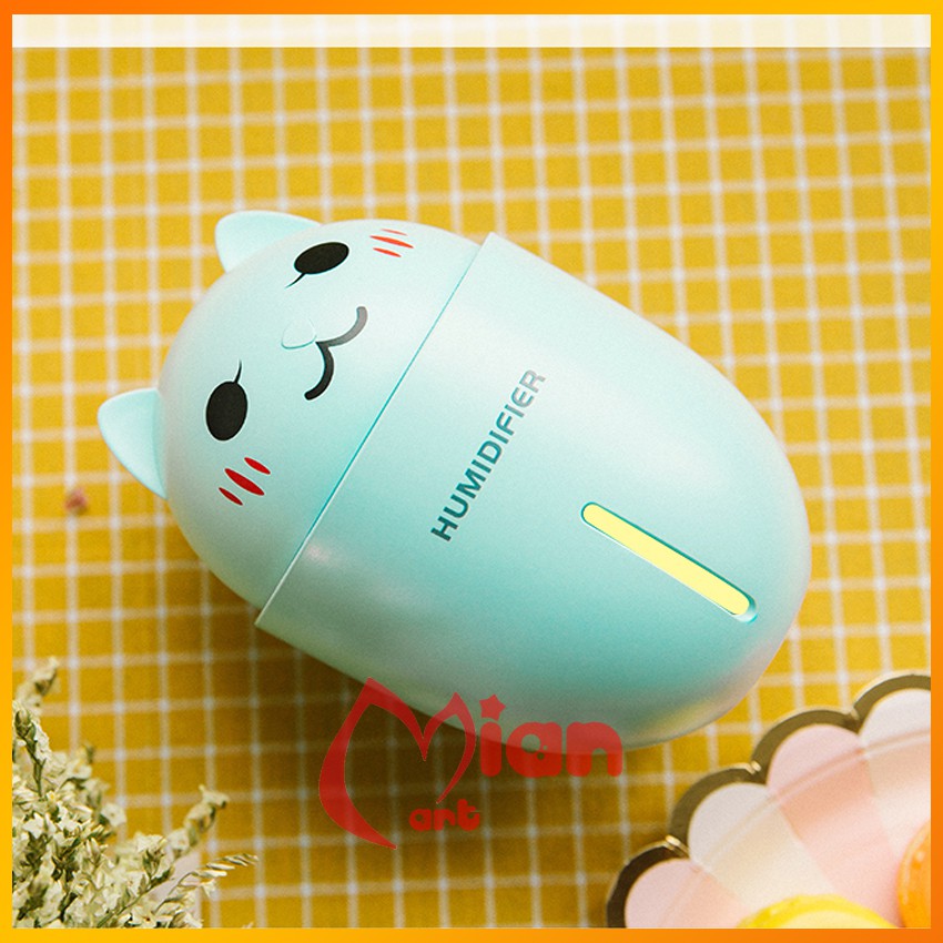 Máy phun sương, máy tạo ẩm kết hợp đèn ngủ led và quạt hình mèo - MIAN MART