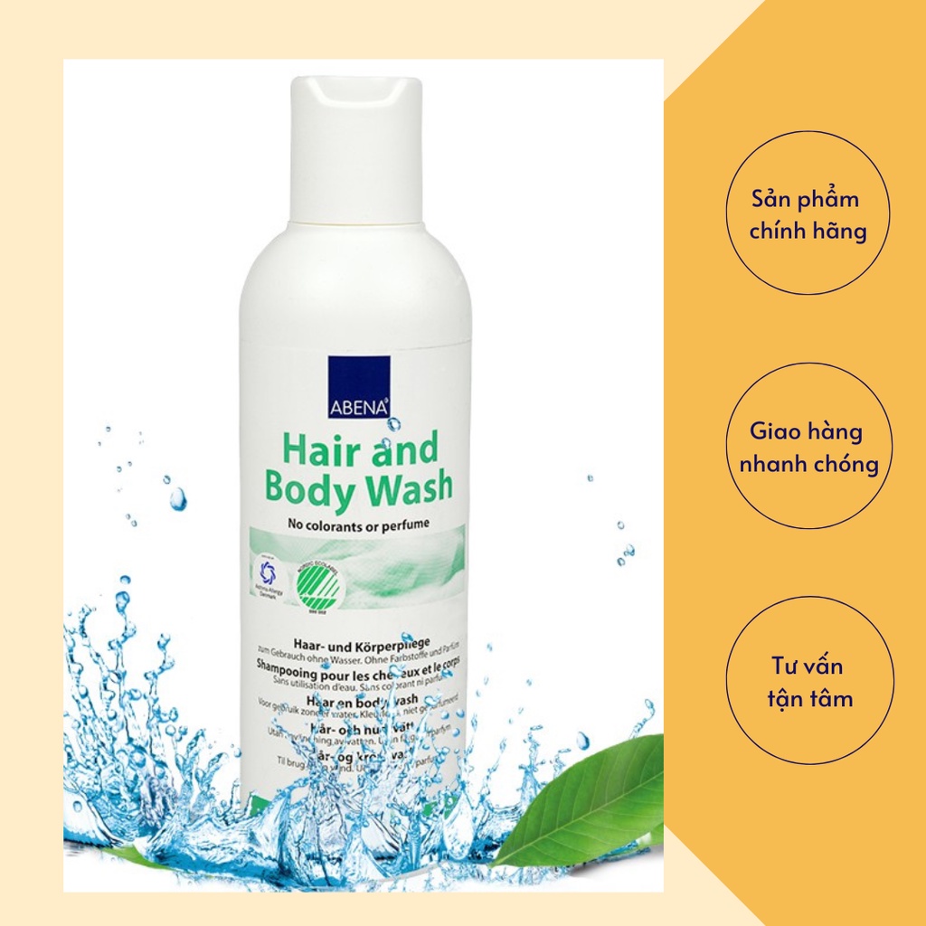 Dầu gội tắm khô không dùng nước ABENA 200ml sản xuất tại Đan Mạch