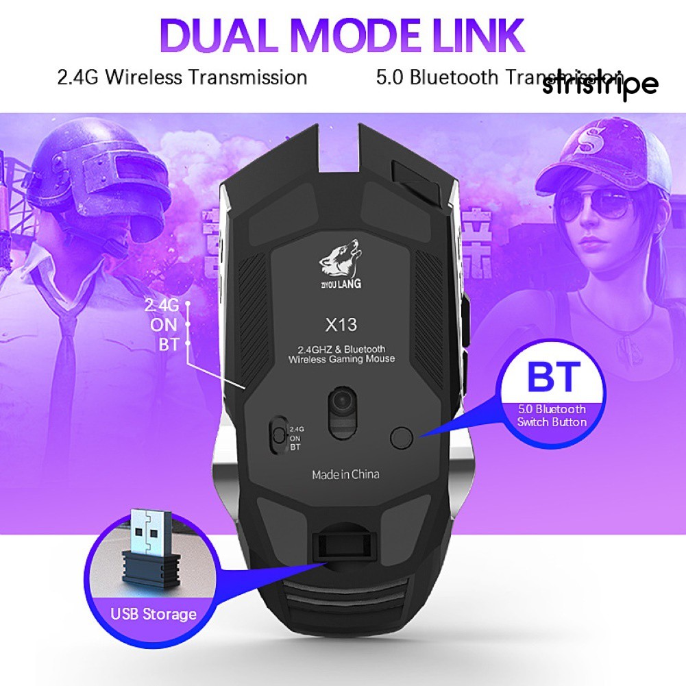 Chuột Không Dây Str X13 2.4g Bluetooth Không Dây Dùng Để Chơi Game