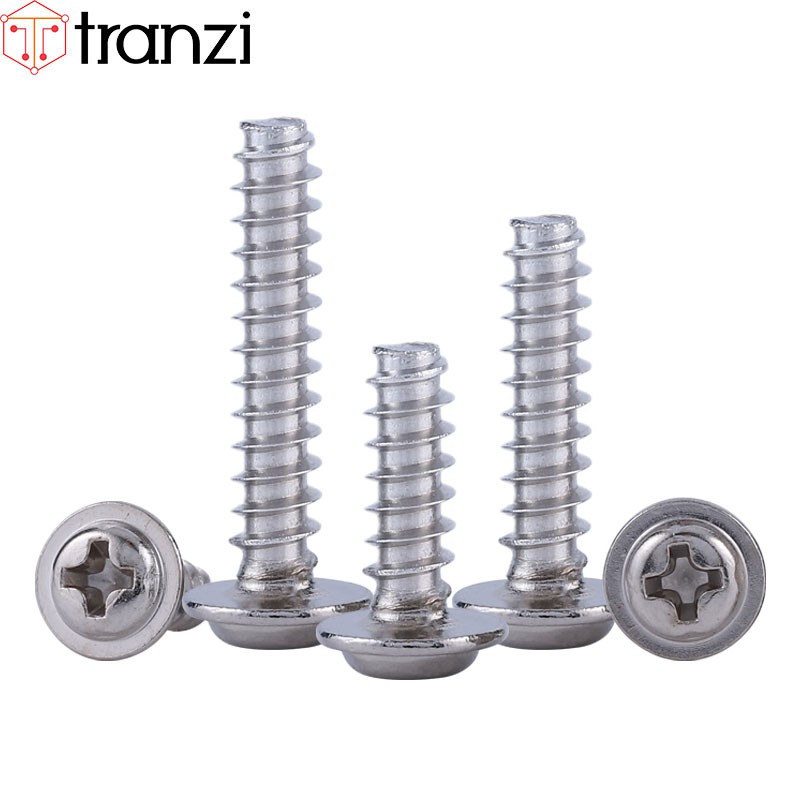 Vít bake liền vành đầu cầu ren thô mạ kẽm trắng PWB M3