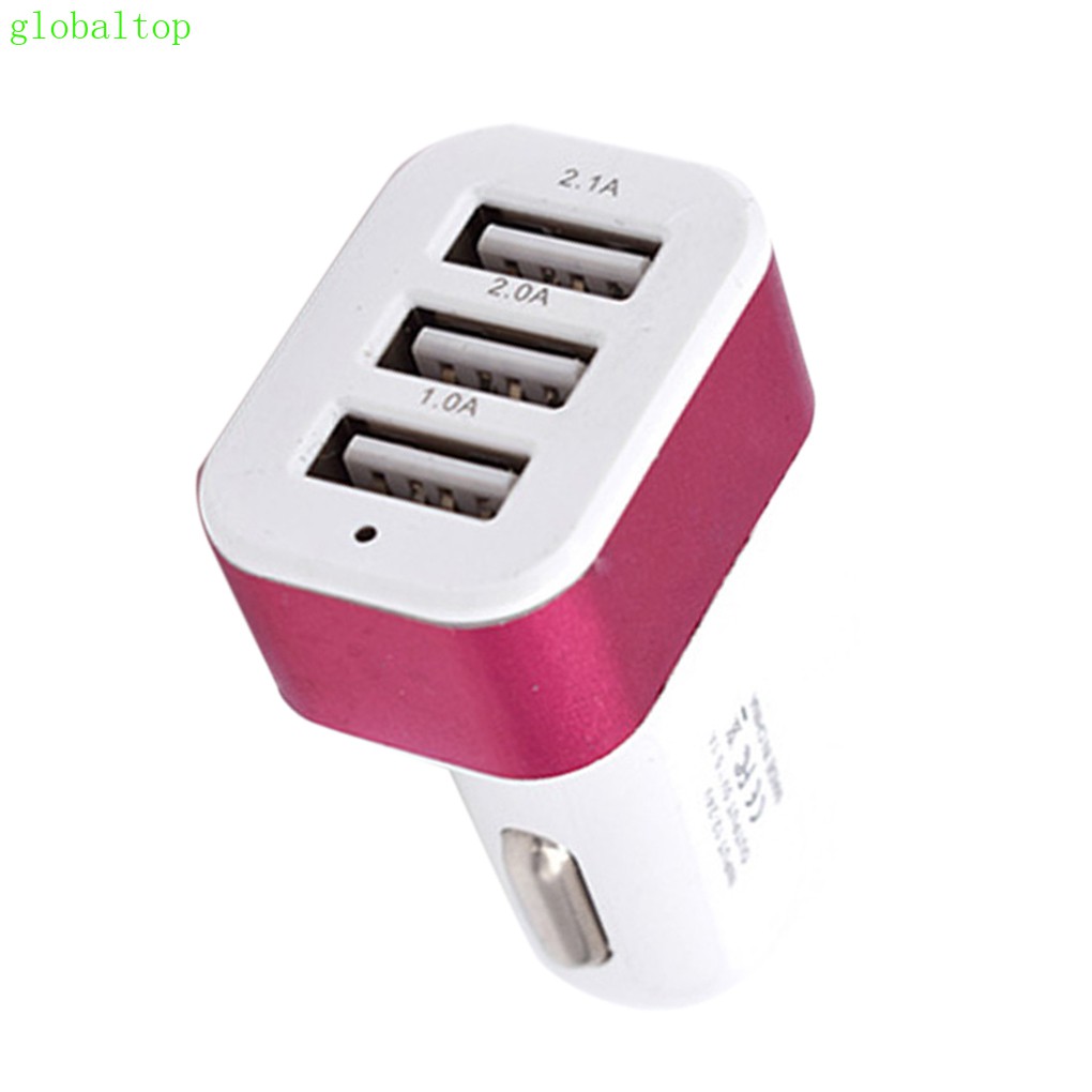 Tẩu Sạc 3 Cổng Usb Dc 5.0v 2.1a / 2a / 1a Cho Xe Hơi