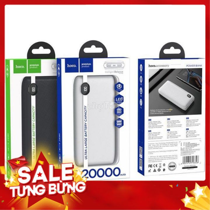 Sạc dự phòng Hoco J53A chính hãng dung lượng 20.000 mAh bảo hành 1 năm 1 đổi 1