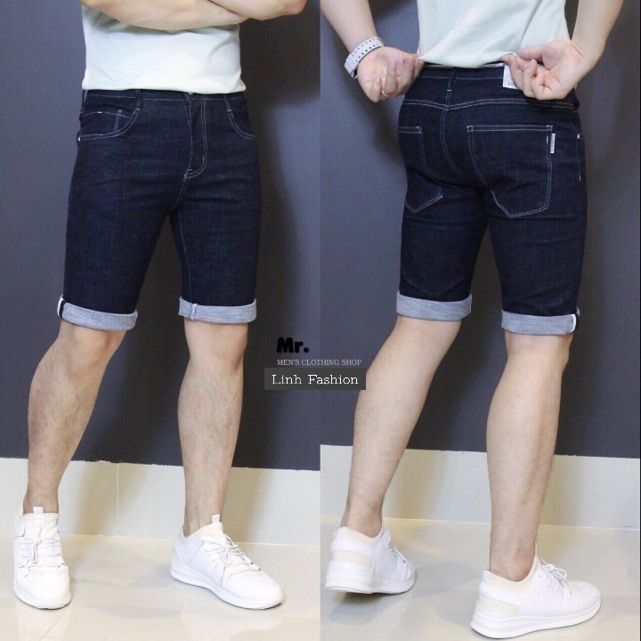 QUẦN SHORT JEAN NAM XANH TRƠN  ĐƠN VẢI CO GIÃN BỀN ĐẸP 222