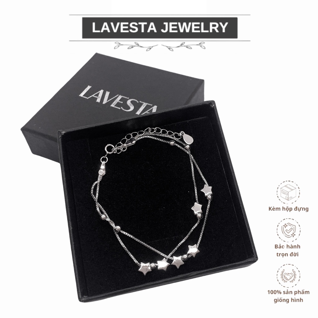 Lắc tay bạc nữ lavesta ,vòng tay bạc nữ ngôi sao chất liệu bạc 925 trang sức phụ kiện lấp lánh LVTLT01