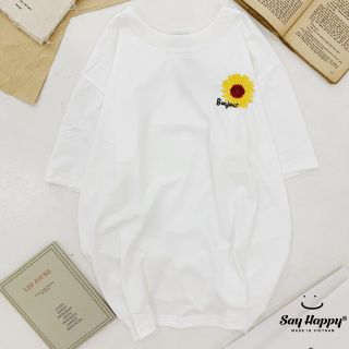 Áo thun thêu hình hoa cúc - ẢNH THẬT