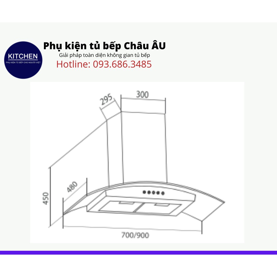 Hút mùi kính cong Eurosun EH- 70(90)K10S chính hãng