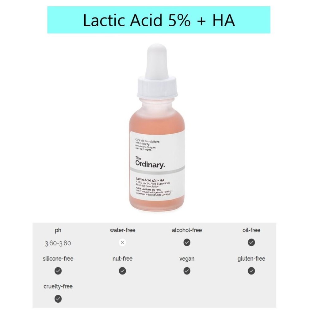 Tinh Chất Dưỡng Da The Ordinary Lactic Acid 5% + HA Serum 30ml