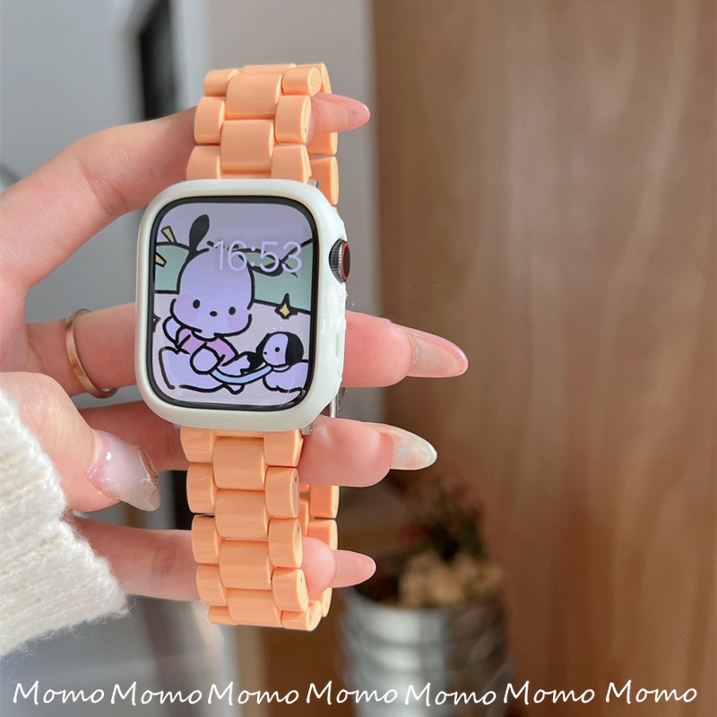 Dây Đeo Bằng Nhựa Acrylic Màu Kem Cho Đồng Hồ Smart Watch Series 7 6 5 4 3 2 1 42mm 44mm 41mm