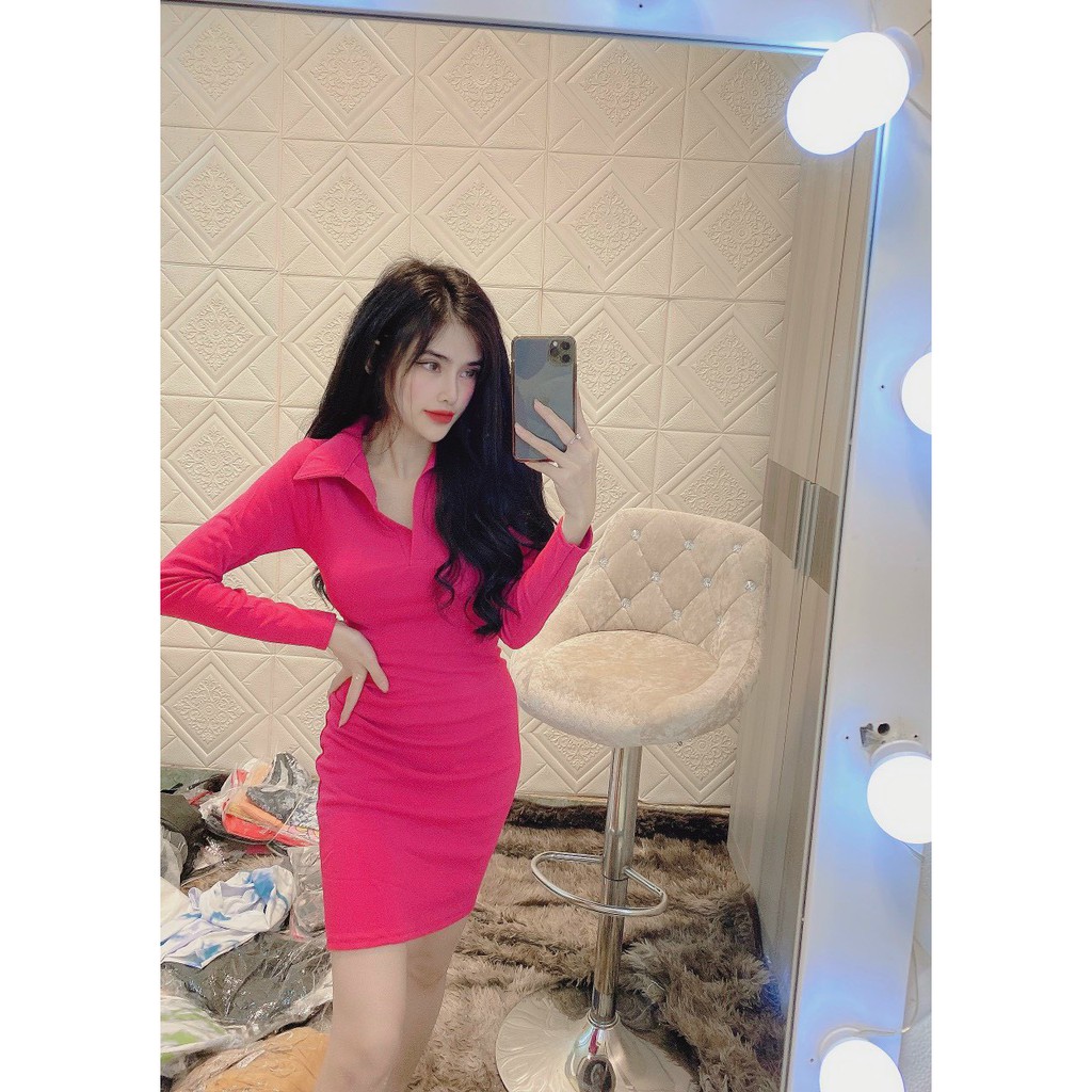 Đầm body tay dài kiểu cổ bẻ hot