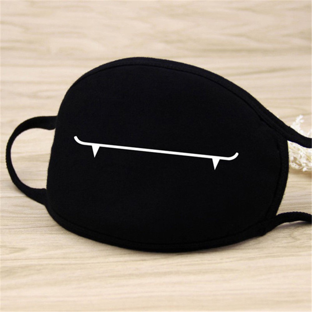 Khẩu trang chống bụi bằng vải cotton màu đen in hình dễ thương cho cả nam và nữ | BigBuy360 - bigbuy360.vn