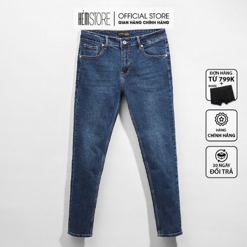 |Hẻm Store | Quần jean nam, quần bò nam SATOSHI SAQJ38 màu xanh trơn , form slimfit co giãn, dễ phối đồ | BigBuy360 - bigbuy360.vn