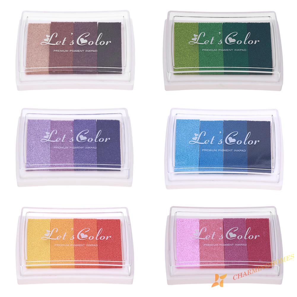 4 Colors Gradient Inkpad DIY Stamp Colored Ink Pad Kids Printing Stationery