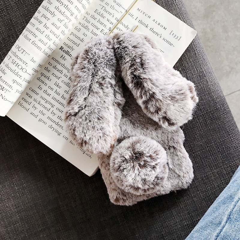 Ốp Điện Thoại Hình Tai Thỏ Bằng Lông Cho iphone 11 12 13 14 15 pro max