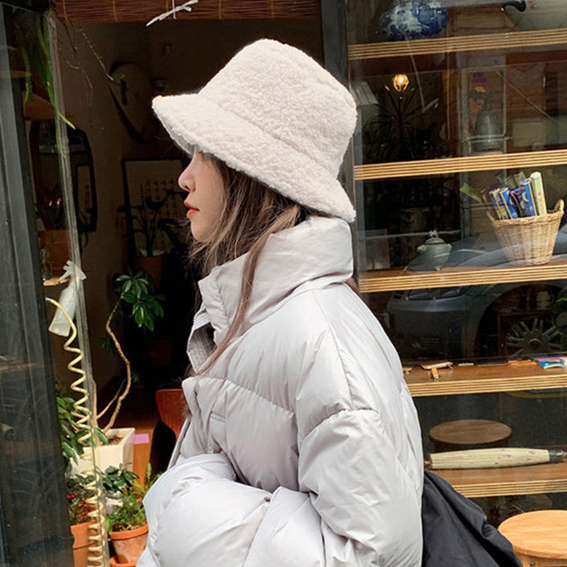 Mũ Tai Bèo Nữ Vải Lông Dày Màu Trơn