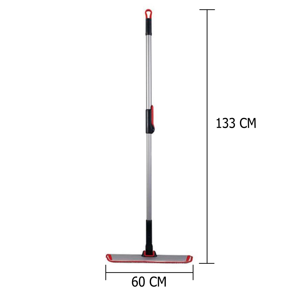 HomeBase ME LIVING Chổi quét nhà phẳng 360 độ bằng Microfiber 24inch ZURE W60xH133xD11cm màu xám/đỏ