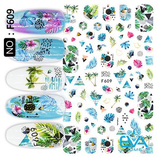 Decal Dán Móng Tay 3D Nail Sticker Hoạ Tiết Lá Cọ Mùa Hè Palm Leaves F609