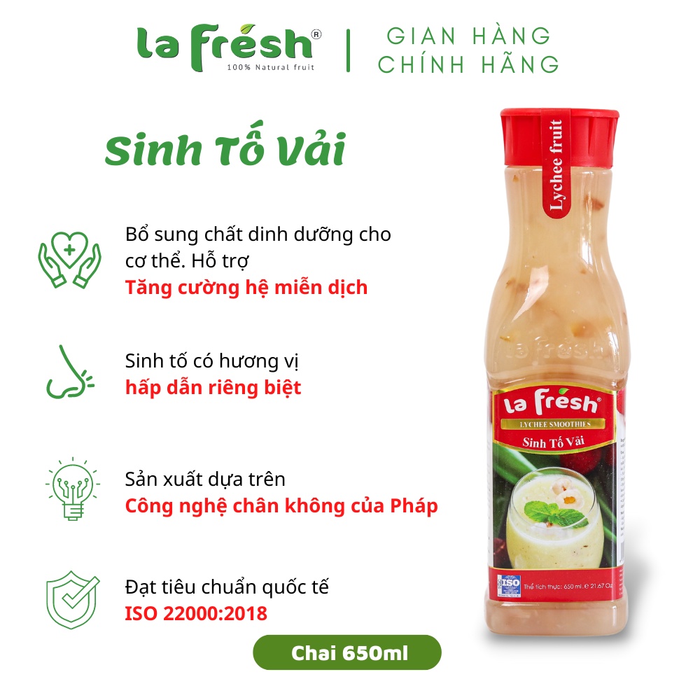 Sinh Tố Vải Lafresh Đà Lạt Chai 650ml