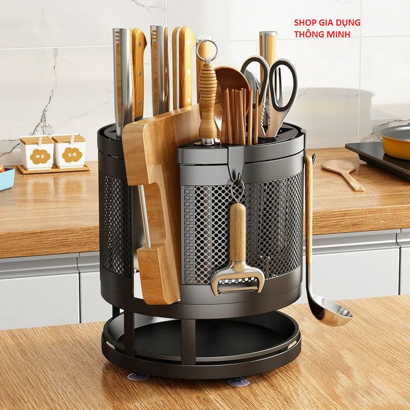 kệ để dao thớt xoay 360 độ , kệ bếp bằng thép sơn tĩnh điện cao cấp.