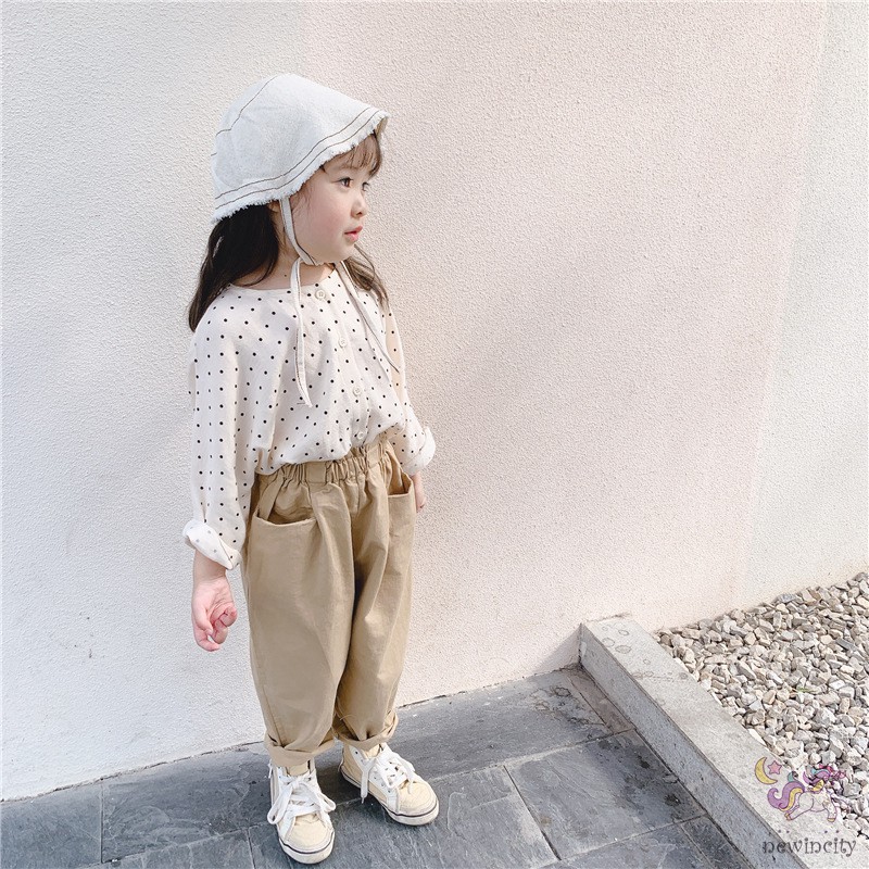 Quần Cotton Lưng Cao Xinh Xắn Theo Phong Cách Hàn Quốc Dành Cho Bé