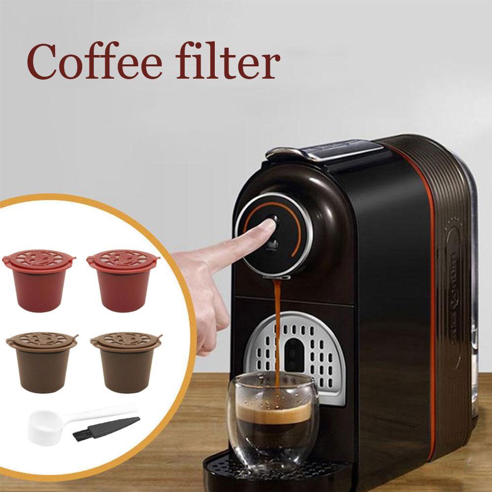 Set 4 dụng cụ lọc cà phê viên Nespresso sử dụng được nhiều lần kèm muỗng và chổi