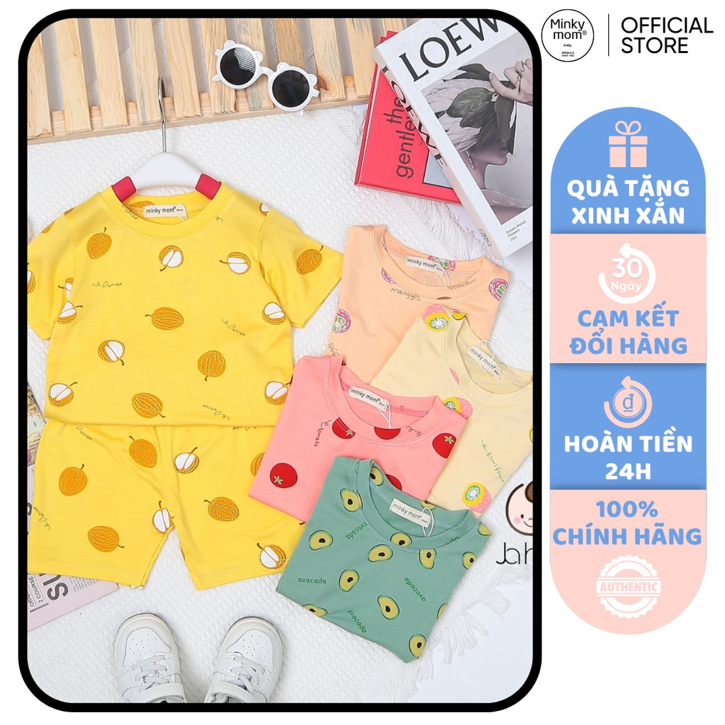 [SALE] Bộ Cộc Tay Cho Bé Trai, Bé Gái Minky Mom Vải Thun Lạnh Hoạ Tiết Trái Cây, Đồ Bộ Cho Bé Mặc Nhà MKM2203