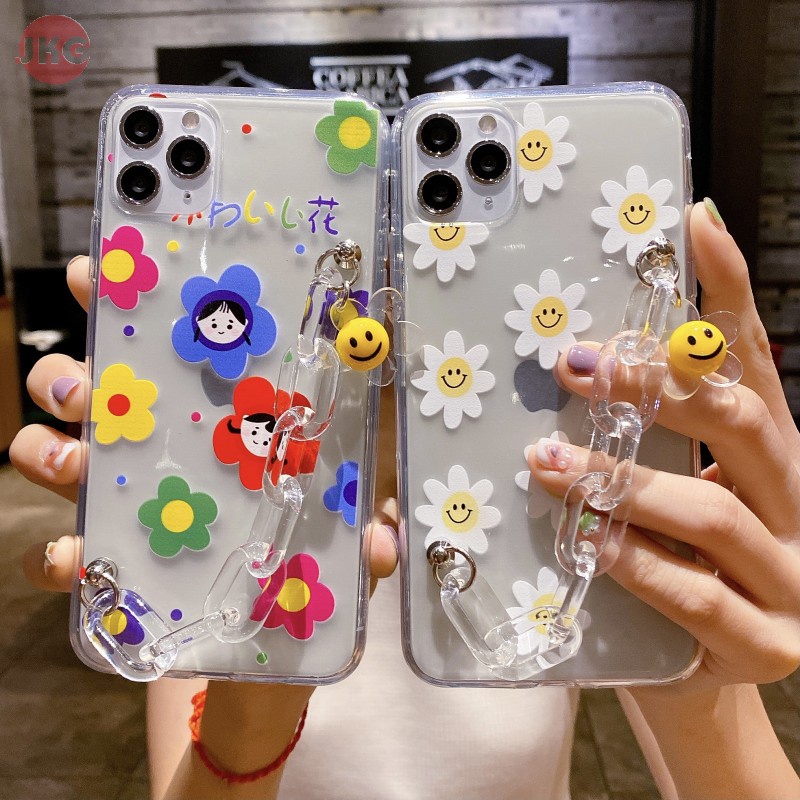 Ốp điện thoại mềm họa tiết hoa hướng dương có vòng tay cho Samsung Galaxy S5 Mini S6 edge Plus S7 edge S8 S9 S10 Plus S10E S10 5G