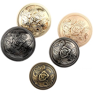 10 Cái / lốc 15/20 / 25mm Vương miện Đôi Sư tử Thiết kế Cổ điển Anh Phong cách Cao đẳng Nút kim loại Quần áo Phụ kiện Áo khoác Balck Nút