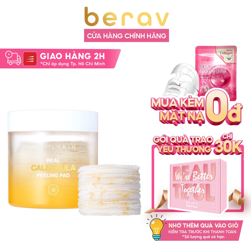 Toner dạng Pad April Skin Real Calendula Hyaluronic Toner Pad 60 miếng