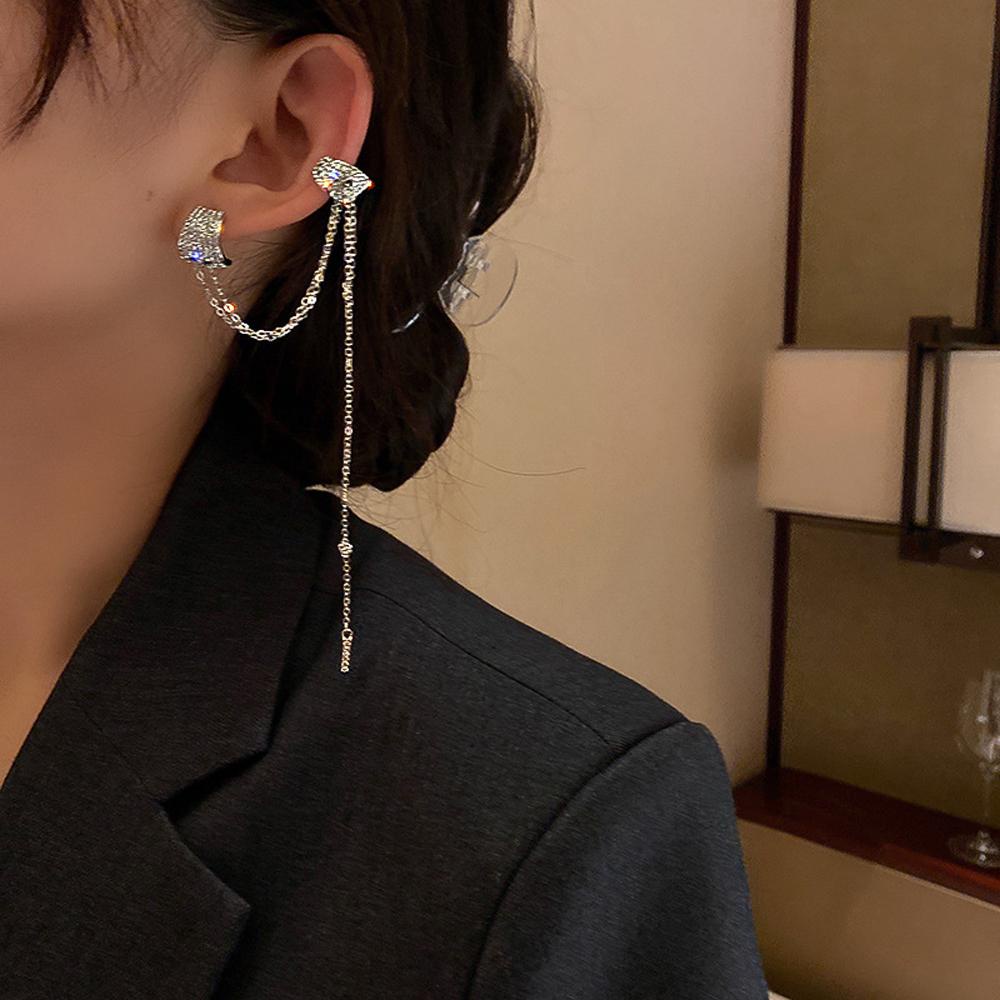 MXGOODS Bông Tai Dáng Dài Hình Tròn Đính Pha Lê Thời Trang Cho Nữ