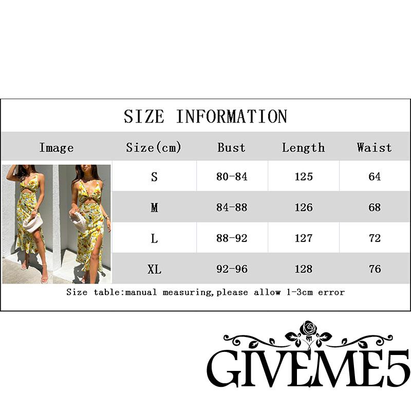 Đầm Hoa Xẻ Tà Cổ Chữ V Khoét Sâu Hở Lưng Size S/M/L/XL Cho Nữ