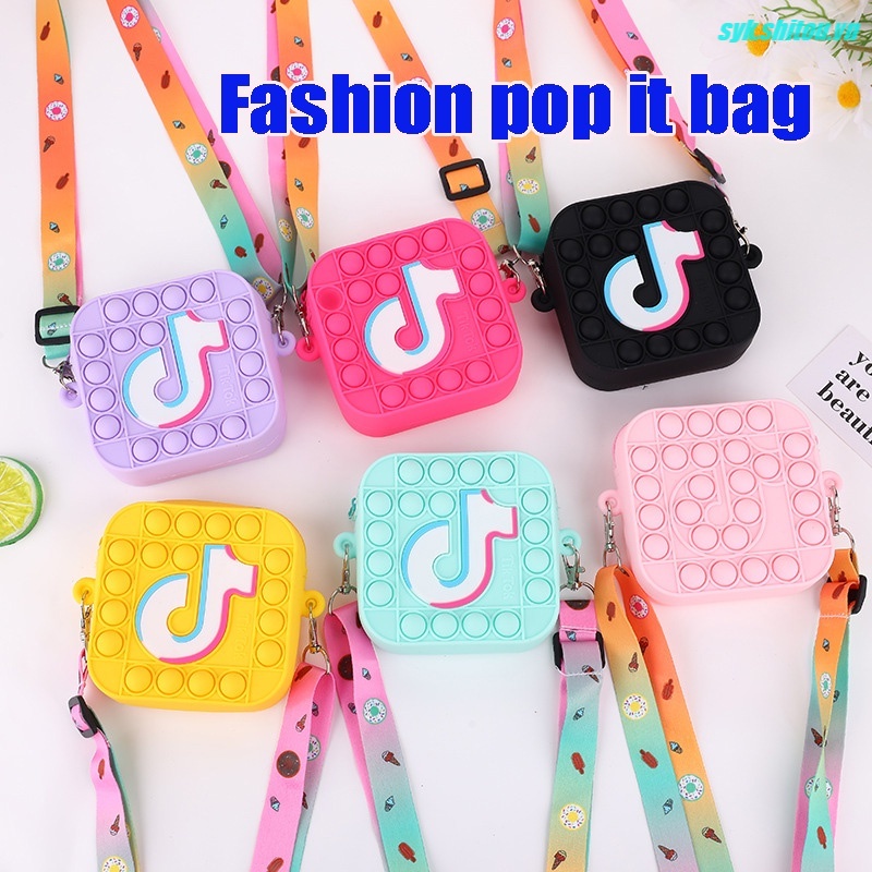 2021 New TikTok Unicorn Pop It Bag Túi đựng tiền xu Ví chống căng thẳng đầu ngón tay Đồ chơi đẩy bong bóng bật lên Túi Messenger