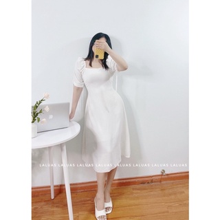 [Hàng thiết kế] Đầm dự tiệc bigsize tay phồng dáng dài (trắng và đen)