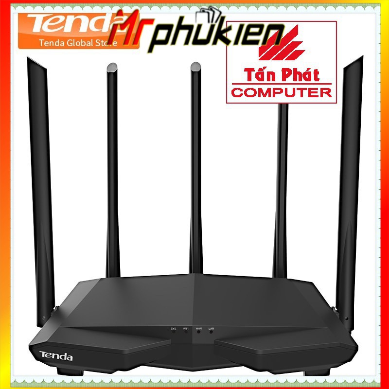 [Mã 154ELSALE2 giảm 7% đơn 300K] Thiết Bị phát Wifi chuẩn AC 1200Mbps Tenda AC7 (Đen) + 1 CÁP MẠNG - MrPhukien