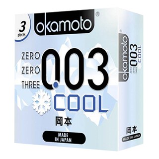 Bao cao su okamoto 0.03 cool siêu mỏng bóng láng mát lạnh hộp 3 cái