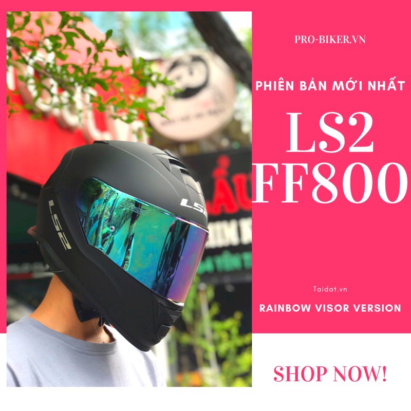 [Kính 7 màu] Nón LS2 FF800 Storm Đen Nhám - Mũ fullface có 2 kính