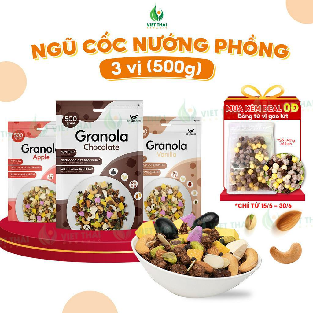 [DEAL 0Đ] Ngũ Cốc Nướng Phồng Giòn Tan Granola Giảm Cân Ăn Kiêng Sữa Chua Sấy Khô Befresco 500G (Việt Thái Organic)