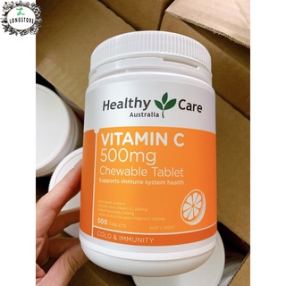 Viên nhai vitamin c 500mg healthy care, hộp 500 viên úc