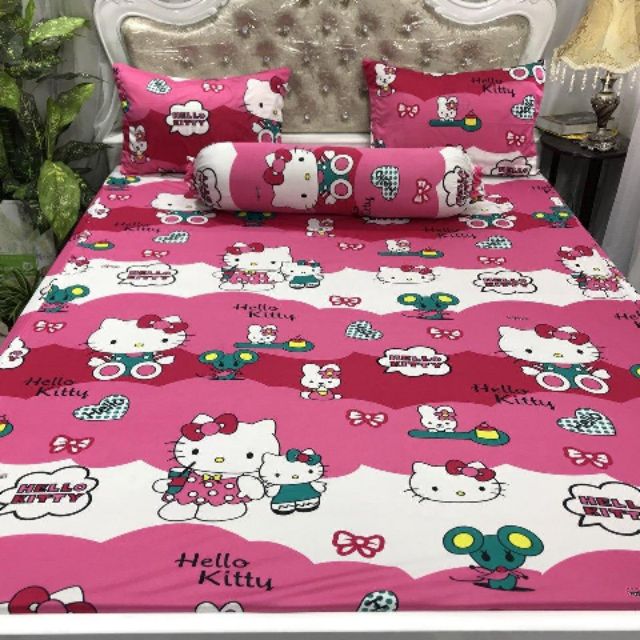 Trọn Bộ Ga Thun Lạnh Họa Tiết Đẹp (Kitty, doremon) Bộ M6 Thun Đẹp | BigBuy360 - bigbuy360.vn