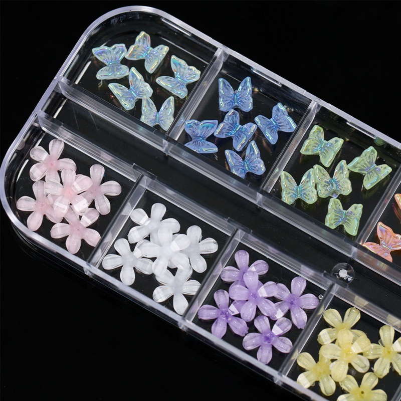 Phụ Kiện Hoa Và Bướm Trang Trí Móng Tay Nghệ Thuật