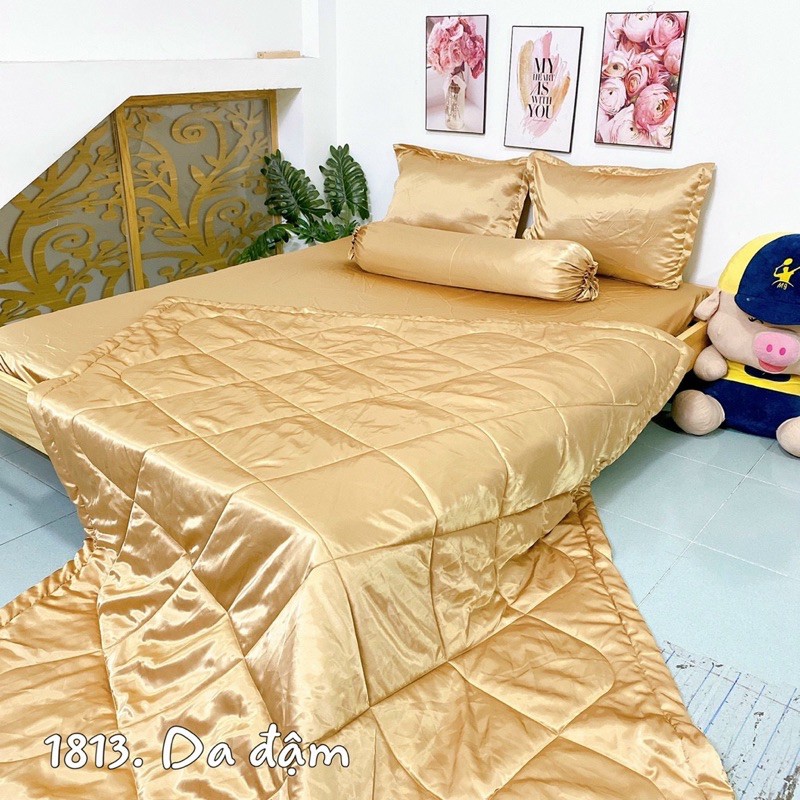 Bộ drap phi lụa màu mới 2020( khổ 1,8m ) không mền