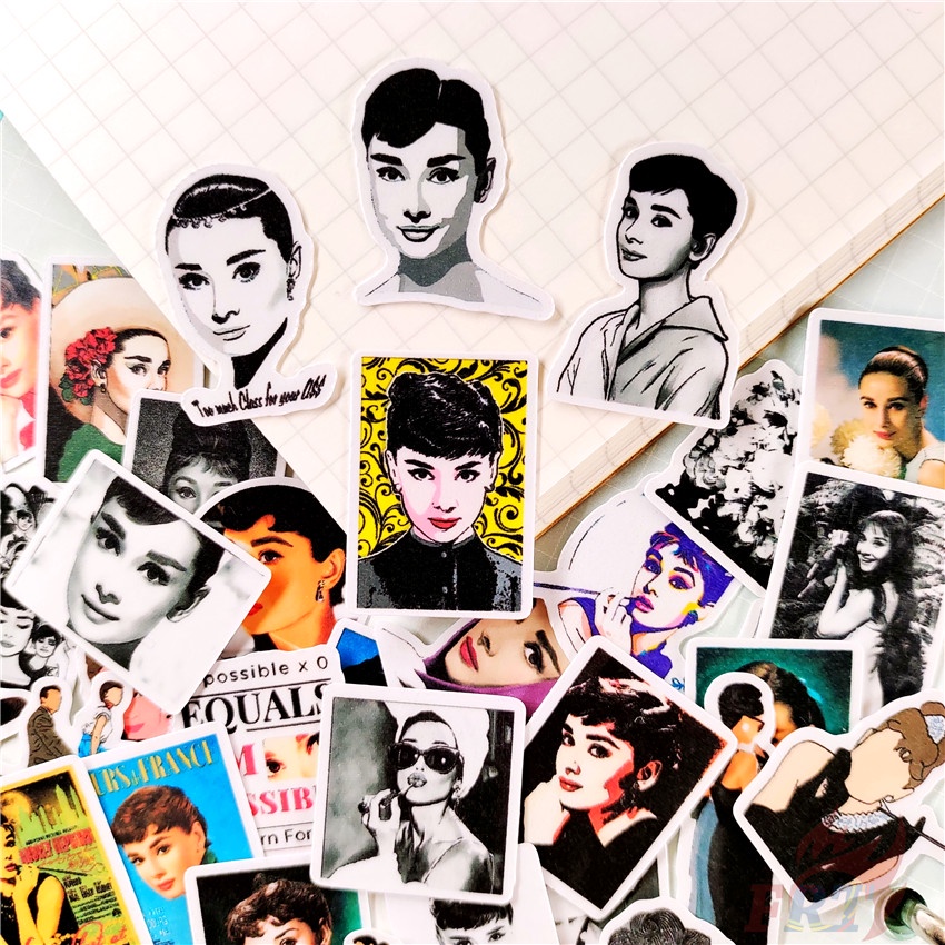 ★★★ Audrey Hepburn Q-4 Retro Beauty Mini Diary Manual Stickers ★★★ 50pcs/set DIY Fashion Album Decor Stickers（Size：2~3cm）
