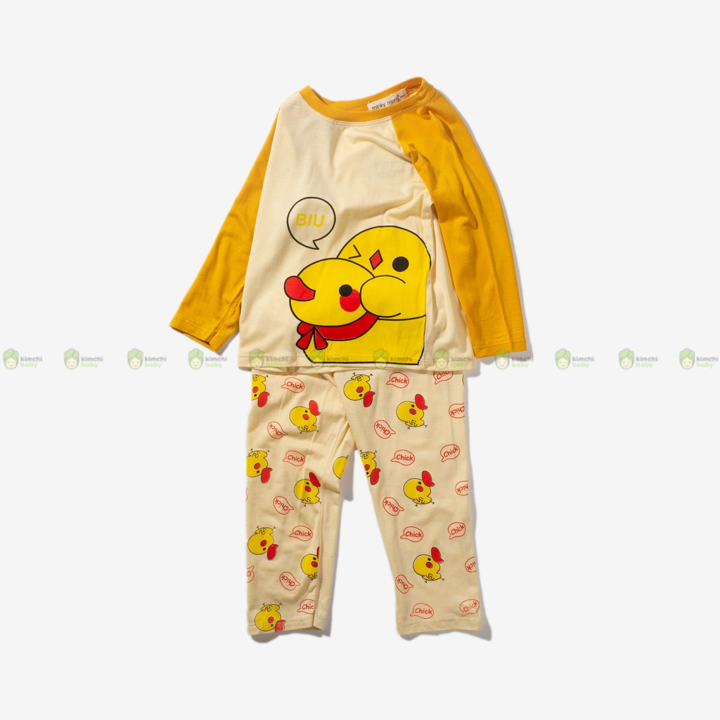 Bộ Dài Tay Cho Bé Trai, Bé Gái Vải Thun Lạnh Minky Mom Hoạ Tiết Hươu Vàng Giáp Lăng, Đồ Bộ Mặc Nhà Cho Bé MKMTD2230