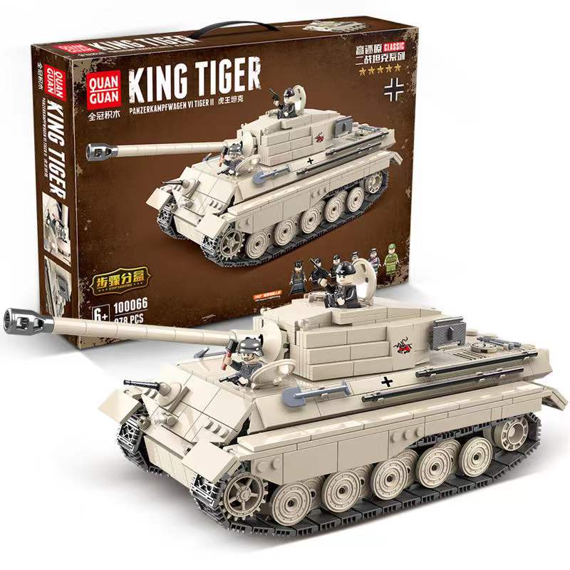 đồ chơi giáo dục Lắp ráp Mô hình xếp hình Quan Guan 100066 Military King tierTechnic City WW2 Tank