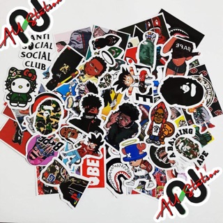 50 hình dán decal Sticker BAPE Nhựa PVC, không thấm nước, dán nón bảo hiểm, xe, laptop, phone,Vali